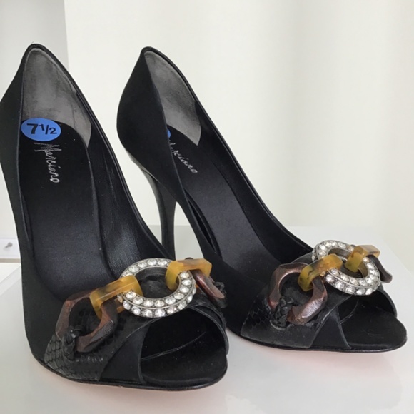 Marciano black satin open toe high heels shoes size 7 1/2 - Picture 8 of 10